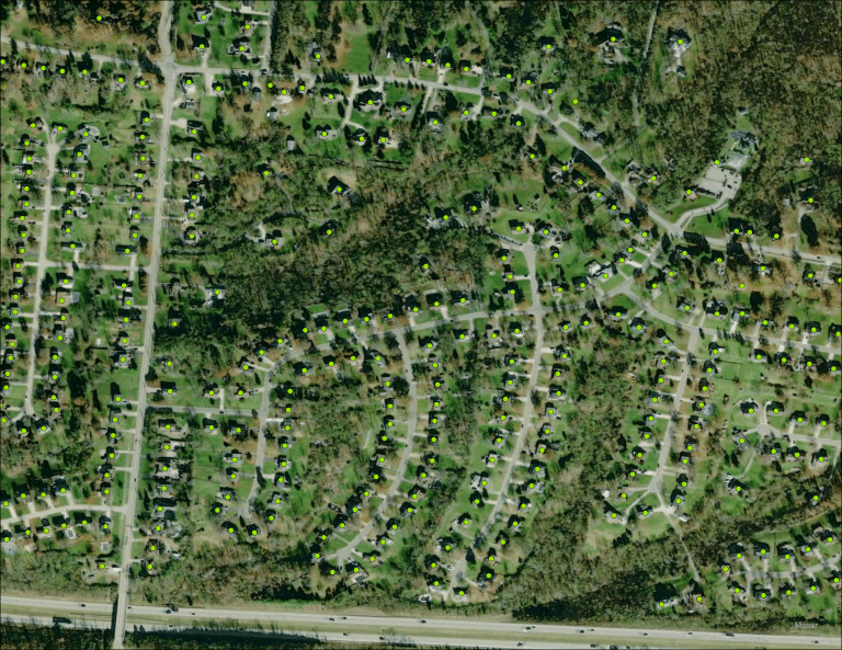 What the Broadband Serviceable Locations Dataset looks like in a Geographic Information System (GIS)