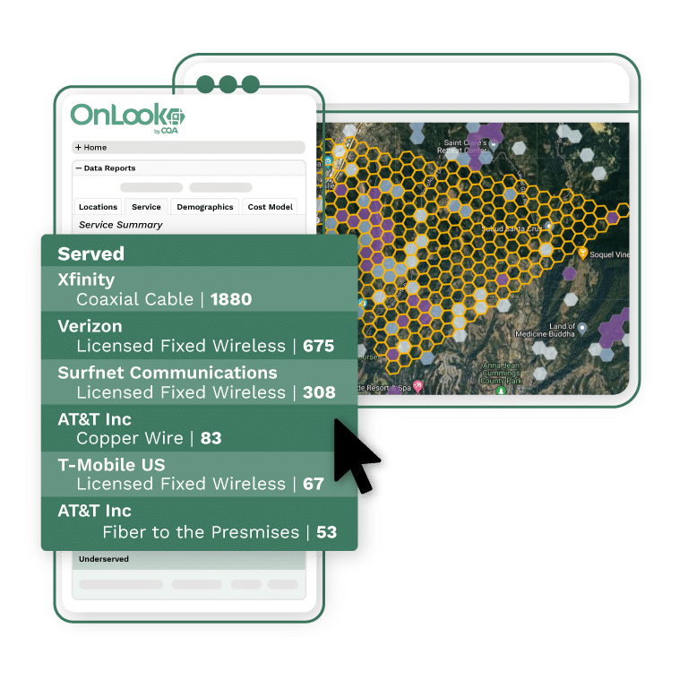An example of the Served data and capabilities in CostQuest’s OnLook GIS Analytics app